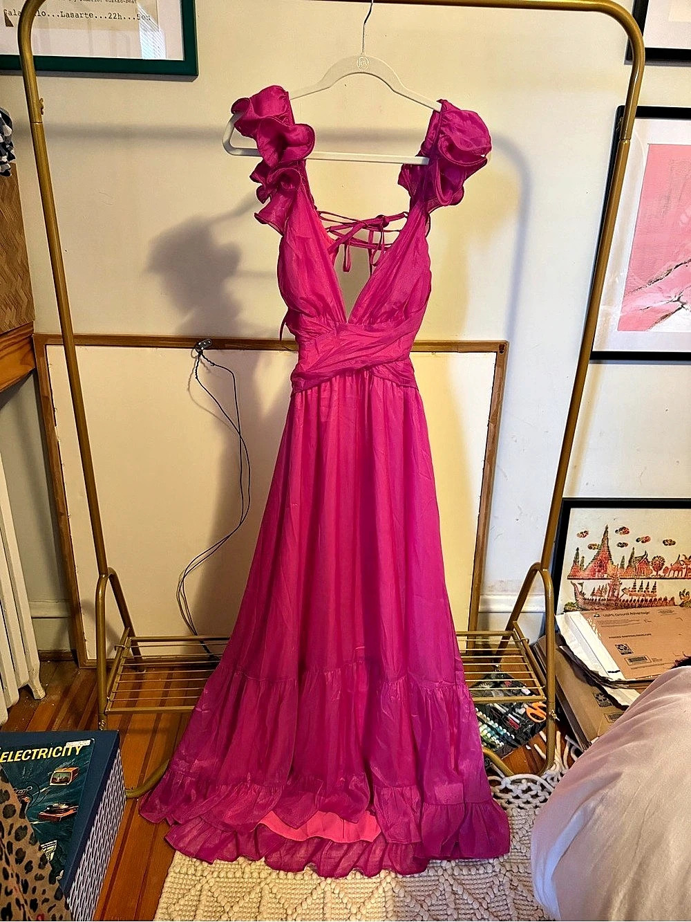 petal + pup Bonito Ruffles Maxi Dress Pink Large